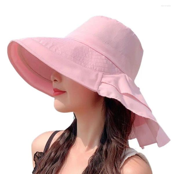 Cappelli a tesa larga Protezione UV Secchio Cappello da spiaggia estivo alla moda Cappello da viaggio pieghevole Panama Cap da donna