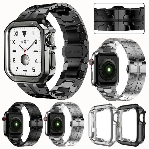 Demir Adam Üç Boncuk Metal Zincir Bileklik Strap Band Kılıfla bağlantılı Paslanmaz Çelik Kayışlar Bantlar Apple Watch Serisi 3 4 5 6 7 8 9 Iwatch 40 41mm 44 45mm