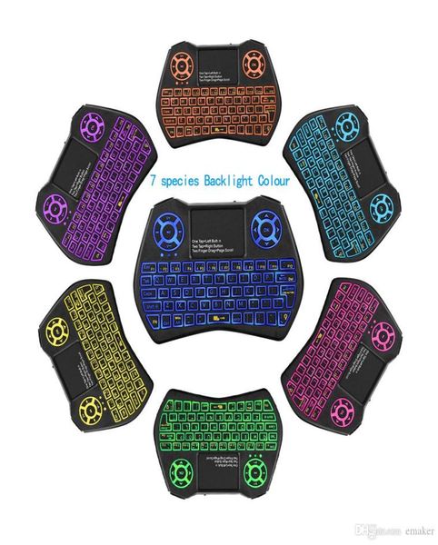 Mini teclado wireles i9 plus colorido backlight air mouse com touchpad controle remoto trabalho para android tv boxtv pcprojectorx7034781