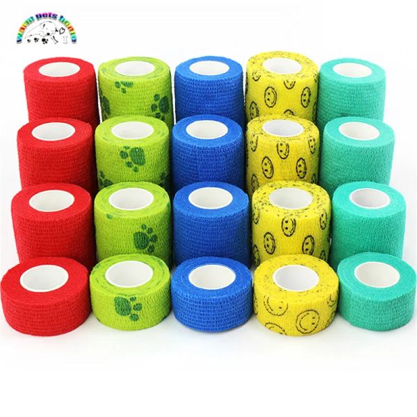 Zubehör 10PCS Hund Katze Bandage Medizinische elastische Bandage Haustier Tierarzt Wrap Wasserdicht Bunte selbstklebende Fingergelenk Wrap Verletzungsband