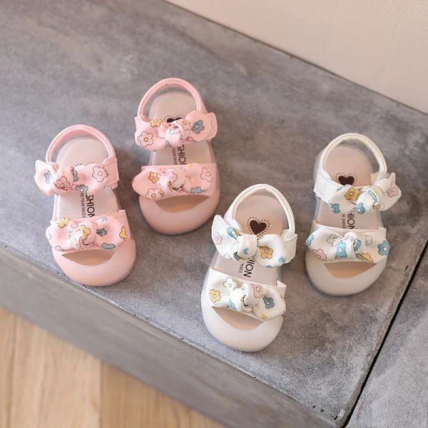Scarpe da bambina all'aperto tacchi piatti per bambini scarpe principessa estate carina brusca stampa balnello sandali sxj069