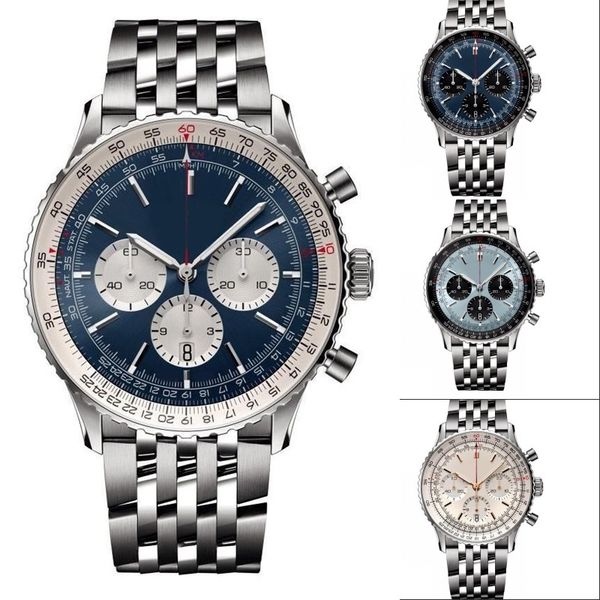 Deigner relógios masculinos moda aaa relógio azul preto branco multi mostradores trabalho orologio di lusso 50mm navitimer relógio feminino à prova d'água de alta qualidade xb010 B4