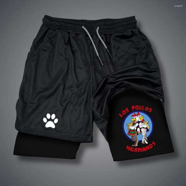 Herren Shorts LOS POLLOS Hermanos Männer Fitness Gym Doppeldecker 2In1 Kurze Hosen Sommer Laufen Schnell Trocknend Jogging Sportbekleidung