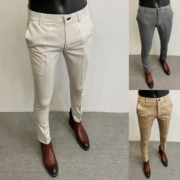 Abiti da uomo Pantaloni da abito classici Pantaloni eleganti corti casual da lavoro slim fit tinta unita nero kaki grigio