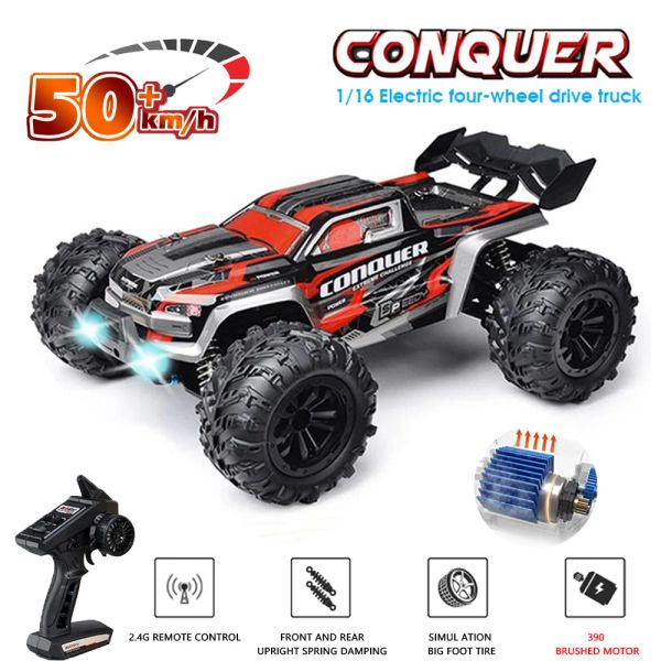 Auto SCY 16102 1:16 50KM/H 4WD RC Auto con luce LED Auto telecomandate Deriva ad alta velocità Monster Truck per bambini vs Wltoys 144001 Giocattolo