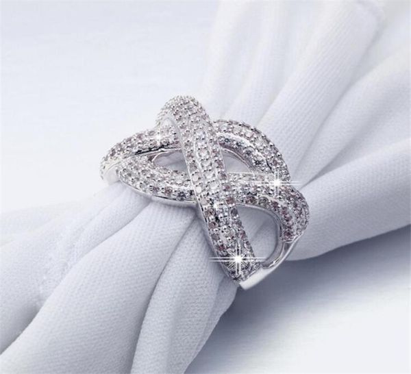 Vecalon moda infinito anel 925 prata esterlina diamante cz pedra noivado anéis de banda de casamento para mulheres homens dedo jóias 9041737