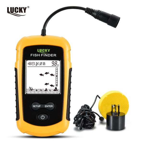 Localizadores sorte ff11081 portátil inventor de peixes pesca no gelo sonar sonar alarme transdutor fishfinder 0.7100m pesca eco sounder