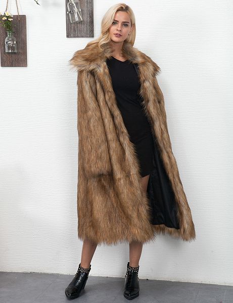 Cappotto invernale da donna in pelliccia sintetica lunga con finiture in tinta unita, cintura, giacche calde da donna, maniche eleganti, alla moda
