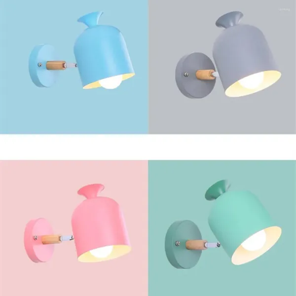 Lâmpada de parede AC Modern Minimalista LED Iluminação Interior Home Rosa Pouco Bonito Rodada Menina Quarto Estudo de Cabeceira