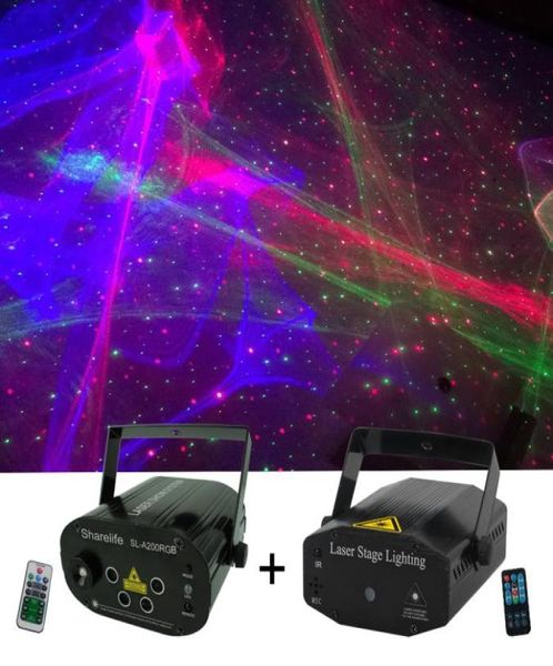 Sharelife 2-teiliges Set RGB Hypnotic Aurora RG Star Laserlicht Fernbedienung Geschwindigkeit DJ Gig Party Home Mini Bühnenbeleuchtung9521860