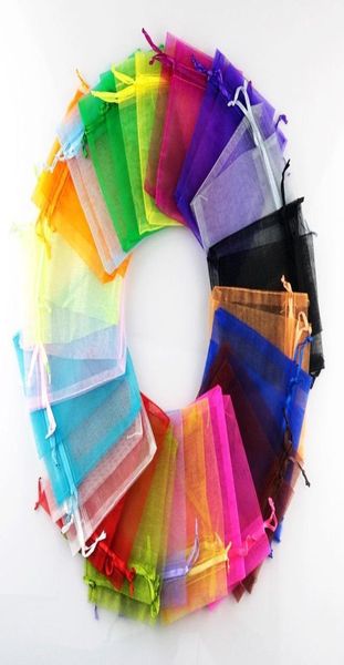 100 Stück 912 cm MIX FARBEN Organza Schmuckbeutel Luxus Hochzeit Voile Beutel Kordelzug Schmuck Verpackung Weihnachtsgeschenk Beutel8495229