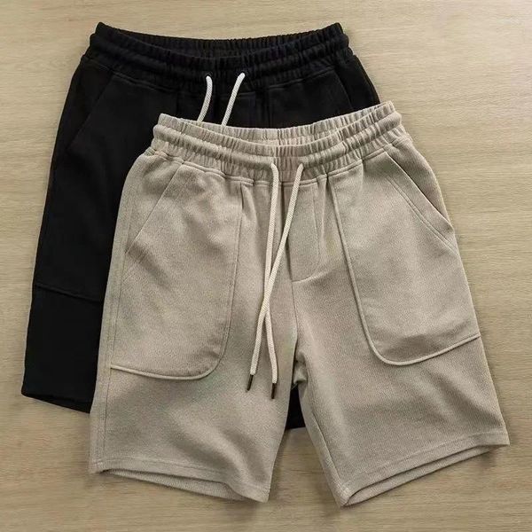 Shorts masculinos calças curtas elásticas casa tricô correndo preto suor xl xxl estilo coreano em calça 2024 sem logotipo negócios