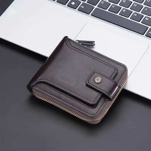 Мужской кошелек-держатель с блокировкой, защищенный кошелек из искусственной кожи, чехол для карт, зажим для денег, тонкая короткая сумка для банка