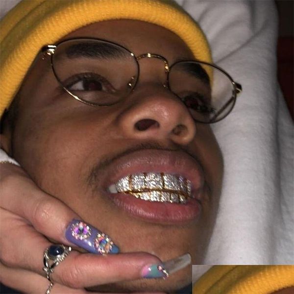 Outros Stonefans Hip Hop Cz Studded Dentes Homens Iced Out Top Bottom Punk Grills Dente Caps Moda Jóias Para Mulheres 221008 Drop Deliver Dhocv