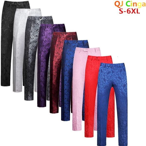 Calças de terno vermelho dos homens calças de festa de casamento moda vestido de negócios calças homens azul preto pantalones hombre calças brancas S-5XL 6xl 240220