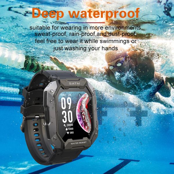 Controlla Outdoor Three Defense Smart Watch Modalità Sports Swimming Strong Waterproof Smart Watch per uomini da 1,71 pollici da uomo 1,71 pollici