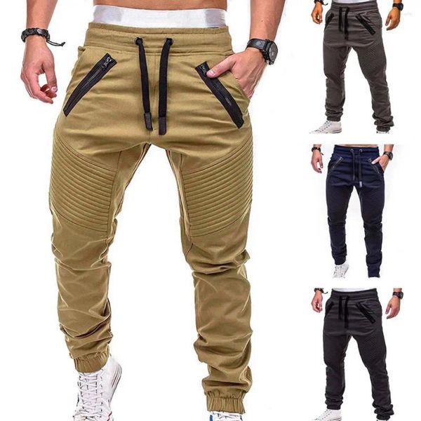 Pantaloni da uomo Pantaloni eleganti Pantaloni sportivi in tinta unita da uomo Tasche con cerniera Pantaloni sportivi Delicati sulla pelle