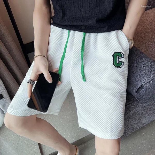 Shorts masculinos calças curtas praia basquete suor verde estilo coreano streetwear ofertas casuais tamanho pequeno elástico elegante