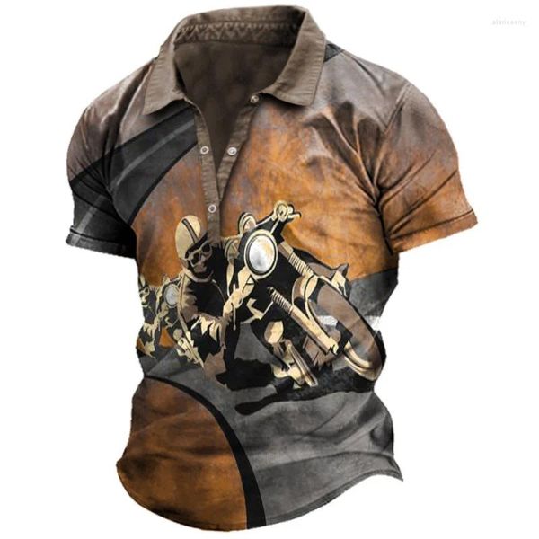 Herren Polos Route 66 Poloshirts Motorraddruck Männliches Golf Revers Mann Sommer T-Shirt Lässige Knopfkleidung Sport Kurzarm