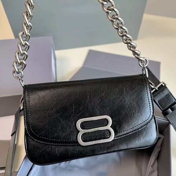 Saco preto bolsa designer saco de luxo cadeia grossa cruz corpo bolsa clássico simples sacos de ombro mulheres carteira com alça longa aba sela sacola
