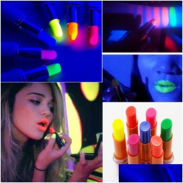 Rossetto Night Club Bar Rossetto Colorf Uv Fluorescente Labbra luminose Rossetti Ktv Festival Prom Carnevale Festa Trucco Drop Delivery H Dhp5D