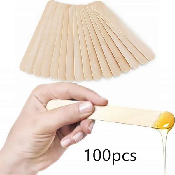 Wachsen 100PCS Einweg Holz Enthaarung Wachs Applikator Stick Haar Entfernung Werkzeuge Tattoo Wachsen Spachtel Stick Großhandel 30#