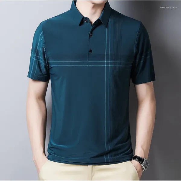 Polos masculinos 2024 de alta qualidade algodão polo camisa verão high-end negócios casual lapela manga curta camiseta roupas coreanas