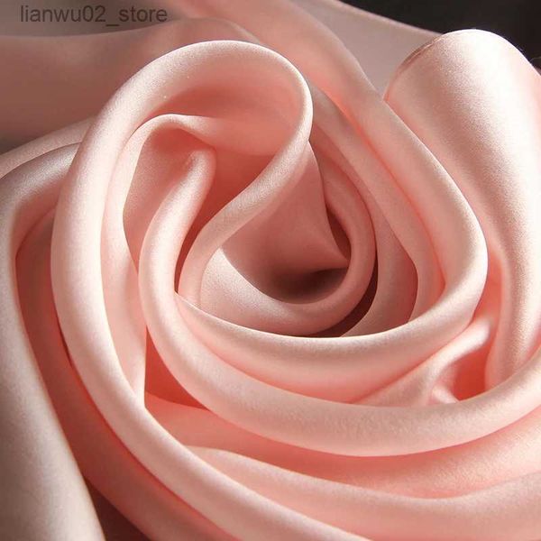 Lenços primavera lenço de seda mulheres hangzhou headband pura seda foulard mulheres rosa xale bufandas natural seda longo cachecol 16mm q240228
