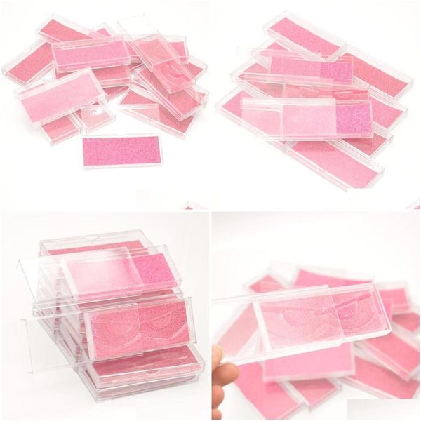 Cílios postiços atacado caso de chicote caixa de embalagem de cílios caixas de plástico deslizante acrílico com suporte de bandeja transparente glitter papel gota de dhevr