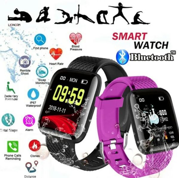 116 Plus Smartwatches, digitale Smartwatch-Armbänder, Fitness-Tracker, Herzfrequenz, Schrittzähler, Aktivitätsmonitor, Armband, PK 115 PLUS für iPhone und Android-Telefon