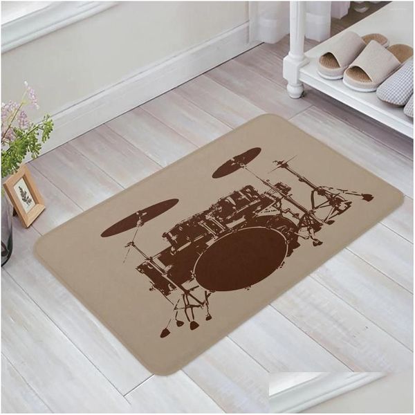 Tapetes Jazz Tambor Música Equipamento Quarto Tapete Tapete Home Entrada Capacho Cozinha Banheiro Decoração Tapete Anti-Slip Pé Tapete Dh0Jl