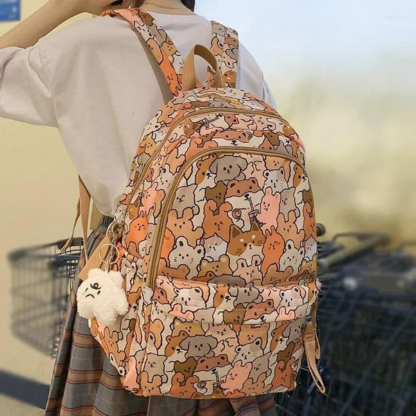 Borse da scuola Lady Cartoon Print Trendy Leisure BookBag Moda femminile carino Laptop College Zaino da donna Kawaii Packet Girl Borsa da viaggio