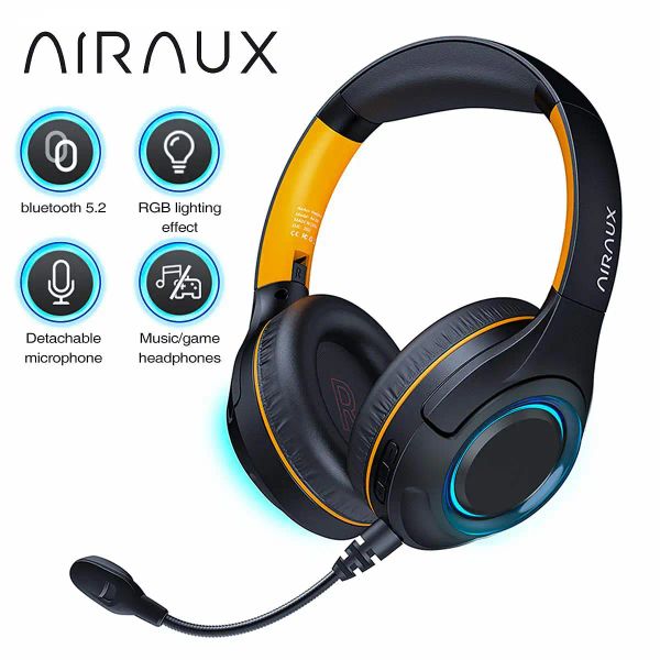 Наушники Blitzwolf Airaux Aaer6 Bluetooth v5.2 Беспроводные наушники 40 -мм динамический драйвер бас -игровой наушники с микрофоном RGB Light Hearpet