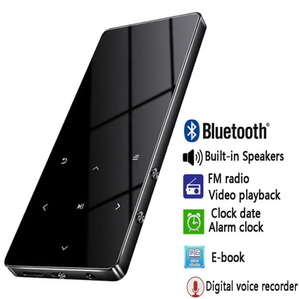 Jogadores Bluetooth 4.2 MP4 Player Touch Key Ultra Thin MP3 Music Player com alto-falante 1.8 polegadas Tela colorida Lossless Sound com FM Ebook