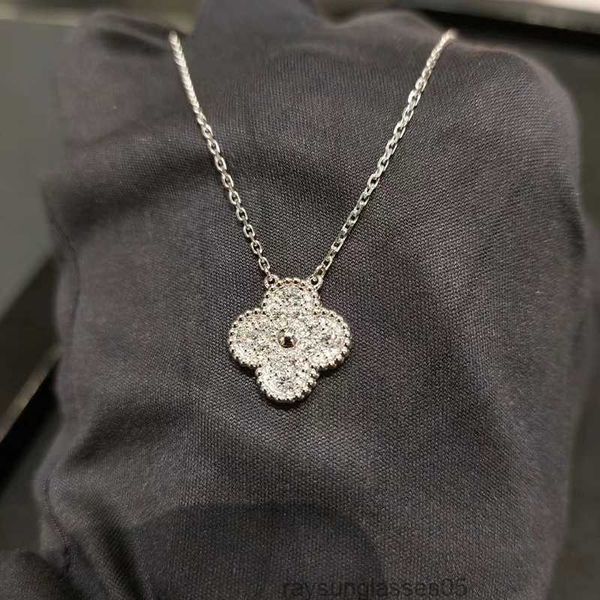 Marke 15mm Klee Halskette Mode Charme Einzelne Blume Cleef Halskette Luxus Diamant Achat 18k Gold Designer Halskette für Frauen BYF1E