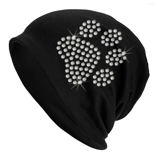 Berets Unisex Winter Warm Bonnet Homme Stricken Hüte Coole Nette Strass Hund Beanie Kappe Outdoor Ski Kristall Diamant Beanies Für