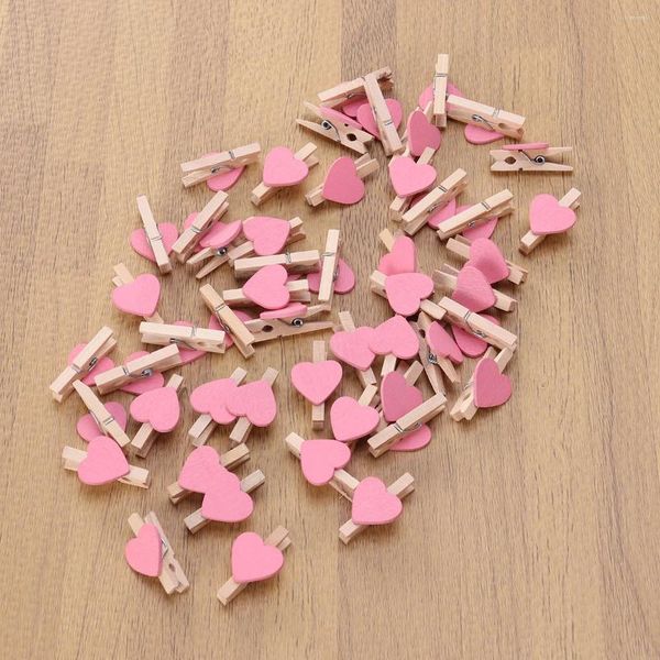 Cornici 50 pezzi a forma di cuore in legno per vestiti, clip per scrapbooking, artigianato, appesi ( )