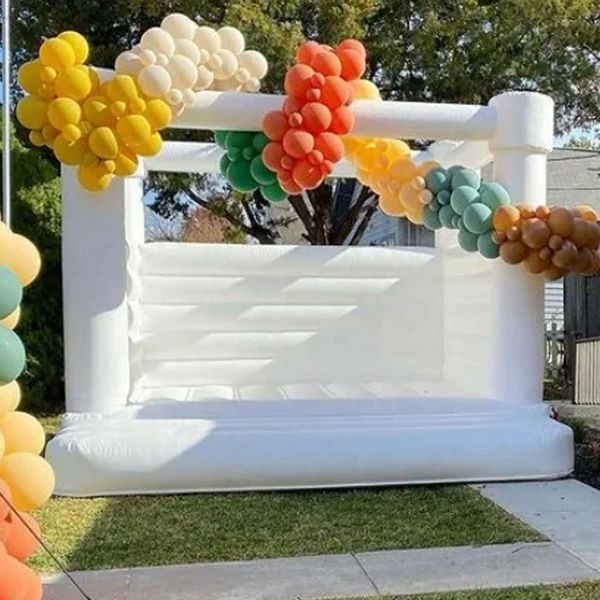 Il più popolare castello gonfiabile per matrimoni gonfiabili in PVC bianco Bounce House / letto da salto / buttafuori con aeratore per feste ed eventi nave aerea libera