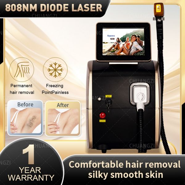 Tragbares 808 3-Wellen-Diodenlaser-Gerät zur dauerhaften Haarentfernung, schnelle Enthaarung, schmerzfreies Follikel-Penetrations-Hautverjüngungsgerät