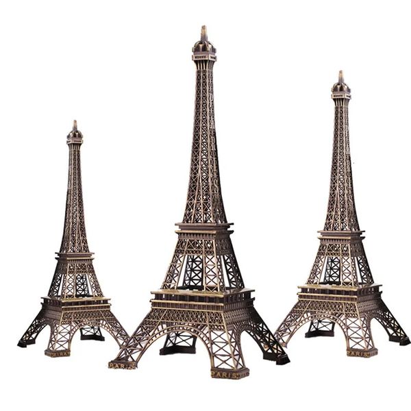 Tamanho grande 48cm torre eiffel modelo metálico artesanato vintage bronze design de separação de cores para decoração de escritório doméstico 240220