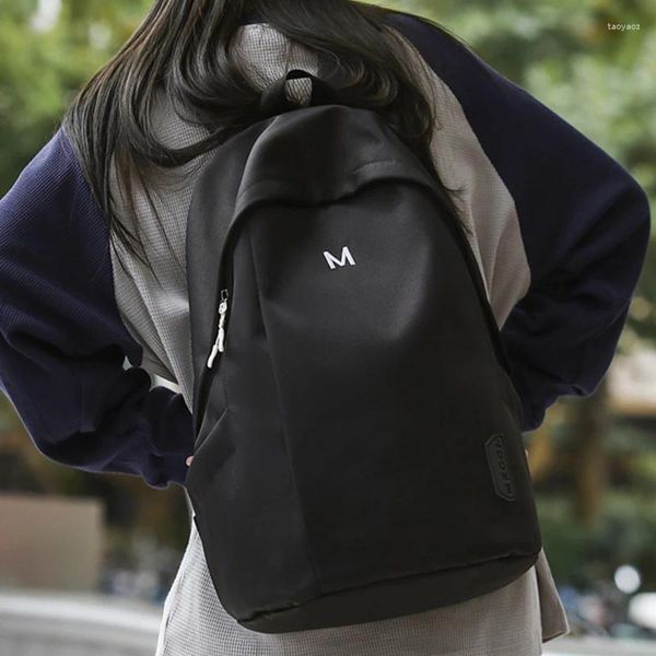 Schultaschen, Nylon-Rucksack, groß, für Schüler, Koreanisch, Schwarz, stilvoller wasserdichter Reiserucksack für Teenager-Liebhaber, tragbarer Unisex-Rucksack