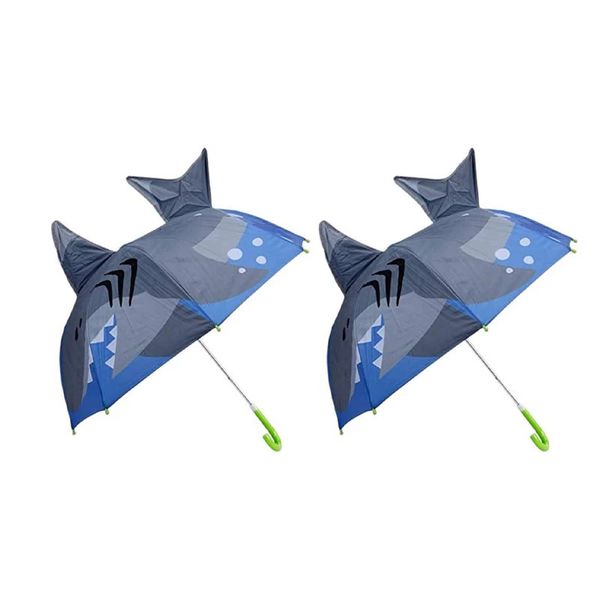 2x crianças guarda-chuva para meninos meninas chuva engrenagem guarda-sol crianças adorável padrões animais 3d guarda-chuvas idade 37 240226