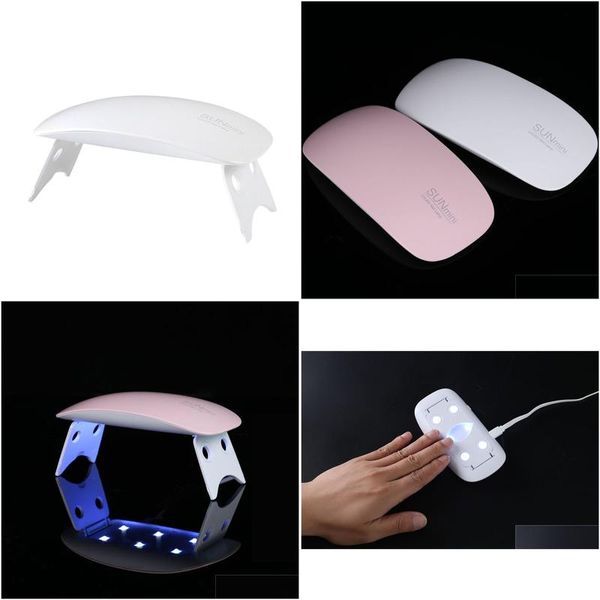 Secadores de unhas atacado luz branca led lâmpada uv 6w sol mini secador hine para curar polonês gel arte ferramentas gota entrega saúde beleza dhqan