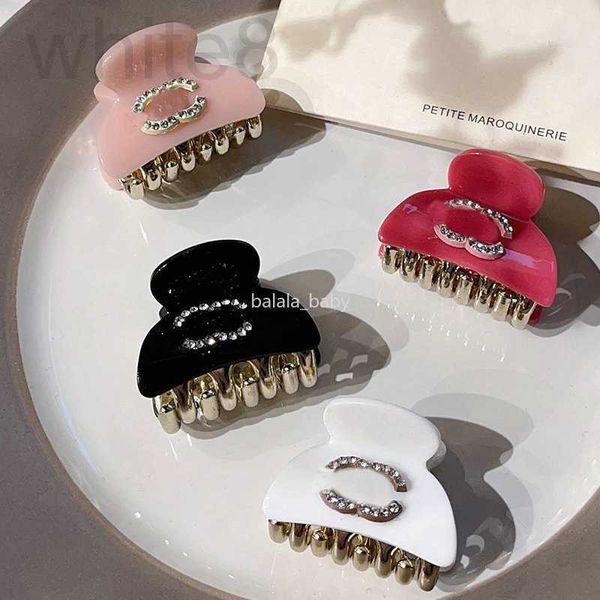 Grampos de cabelo Barrettes designer de luxo mulheres strass mini tubarão clipe menina marca carta acessórios de moda grampos garras qk2u