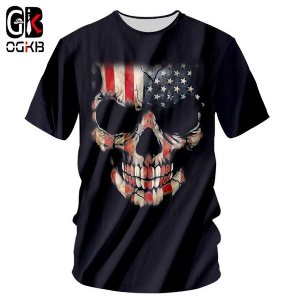 OGKB Neue Coole Druck Amerikanische Flagge 3d T-shirt Für Menwomen039s Schädel Casual T-shirt Homme Hiphop Punk O Neck T-shirts 7XL7769559