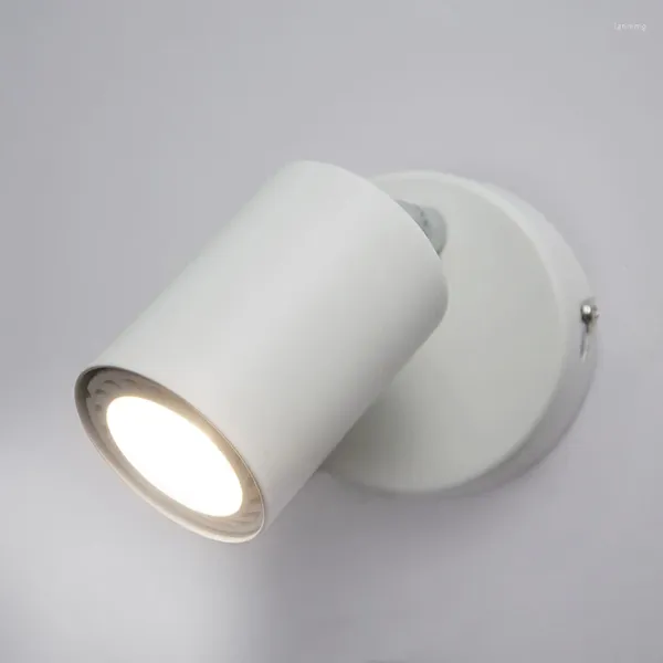 Lampada da parete Comodino piccolo nordico Lampadina LED GU10 bianca Luci da lettura montate sulla testa regolabili da 350 gradi per camera da letto