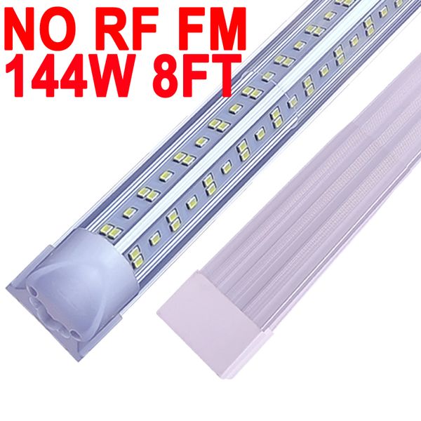 Crestech NO-RF RM 8FT 144W LED-Ladenlampe T8 V-Form 6500K Kaltweiß, T10 T12 Garage Plug-and-Play-klare Abdeckung, T8-LED-Röhrenleuchte für Werkbank, Schrank, Scheune