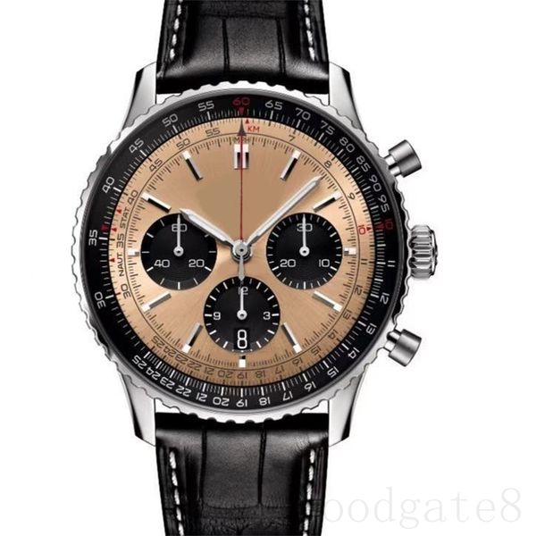 Pulseira de couro masculino relógio de alta qualidade navitimer designer relógio quartzo montre homme diariamente borwn azul preto relógio de luxo legal casual à prova d'água xb010 B4