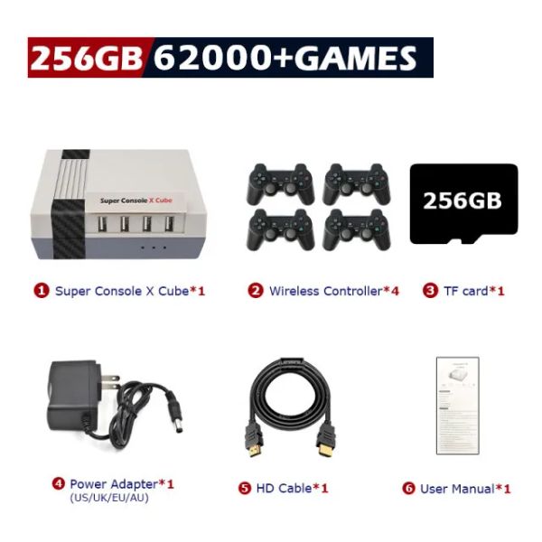 Игроки Super Console X Cube Игровая консоль 256 ГБ До 62000+ игр для PSP/PS1/N64/DC Ретро ТВ-игровые плееры