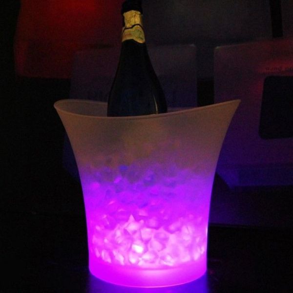 Bar 5 litros de volume plástico led balde de gelo mudança de cor discotecas led luz balde de gelo champanhe vinho cerveja balde de gelo ship2736